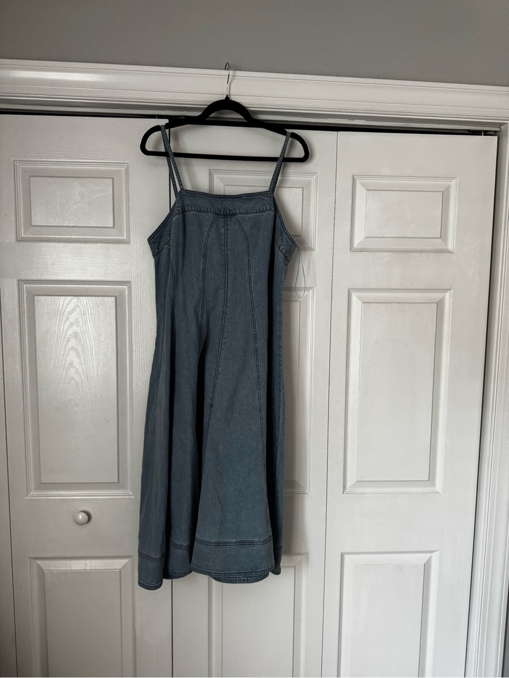 Anthropologie Light Blue Denim-Style Zip Front Dress